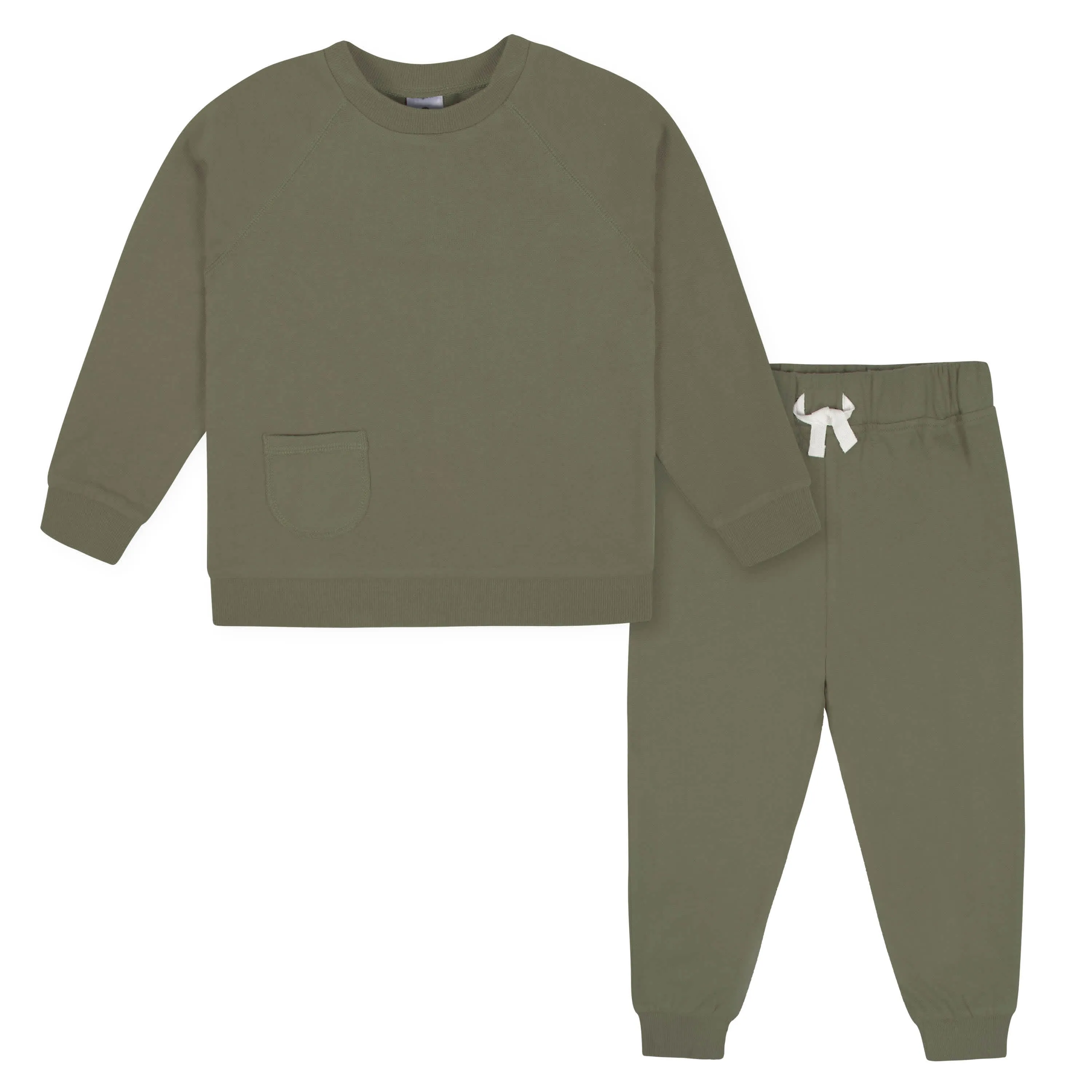 2-Piece Infant & Toddler Boys Sage Green French Terry Pullover & Jogger Set