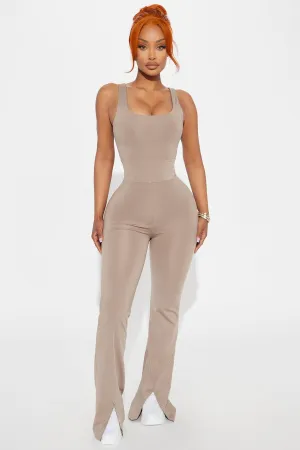 About The Gains Active Jumpsuit - Taupe