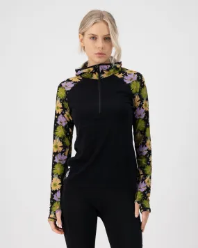 Alpine Bloom/Black Bella Merino Long Sleeve Hood - Enhanced Title