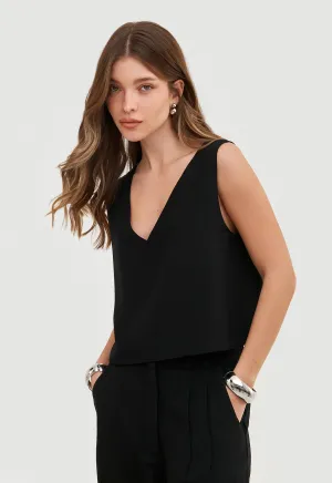 Blusa Crepe Decote V Léa - Preto