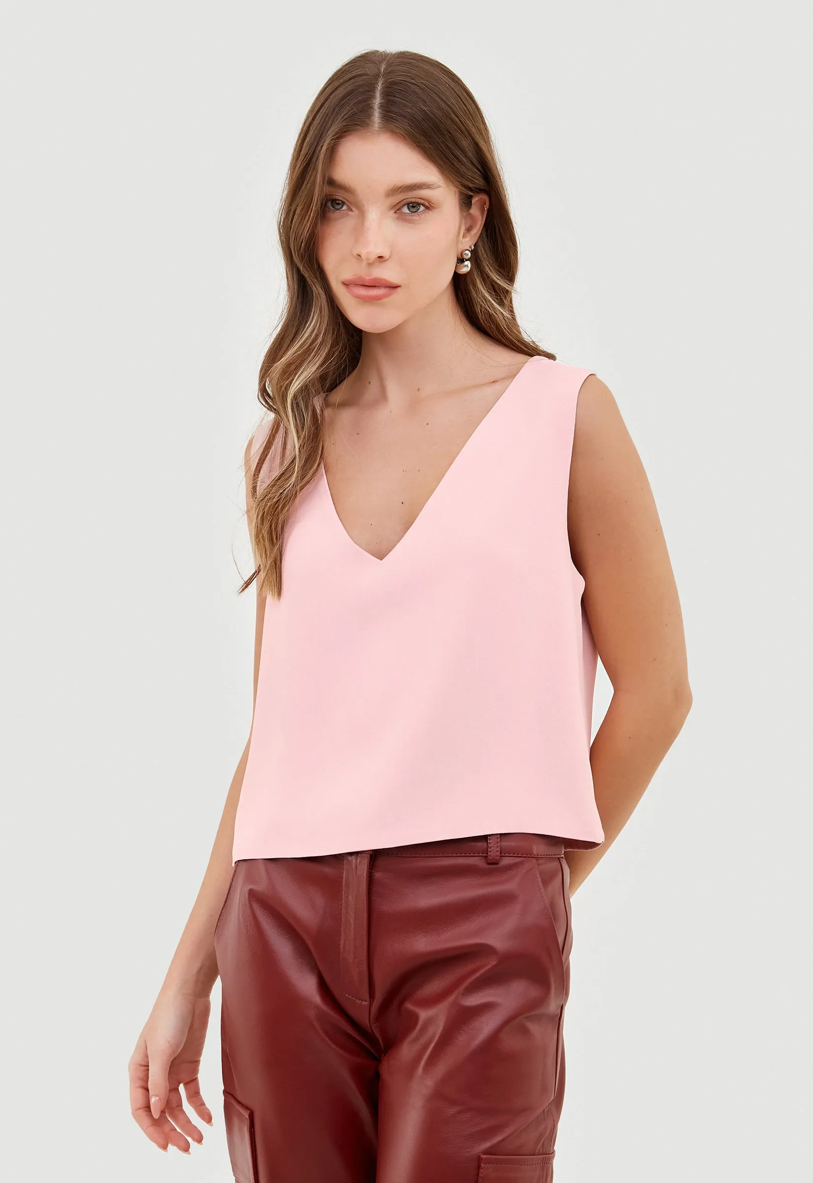 Blusa Crepe Decote V Léa - Rosa