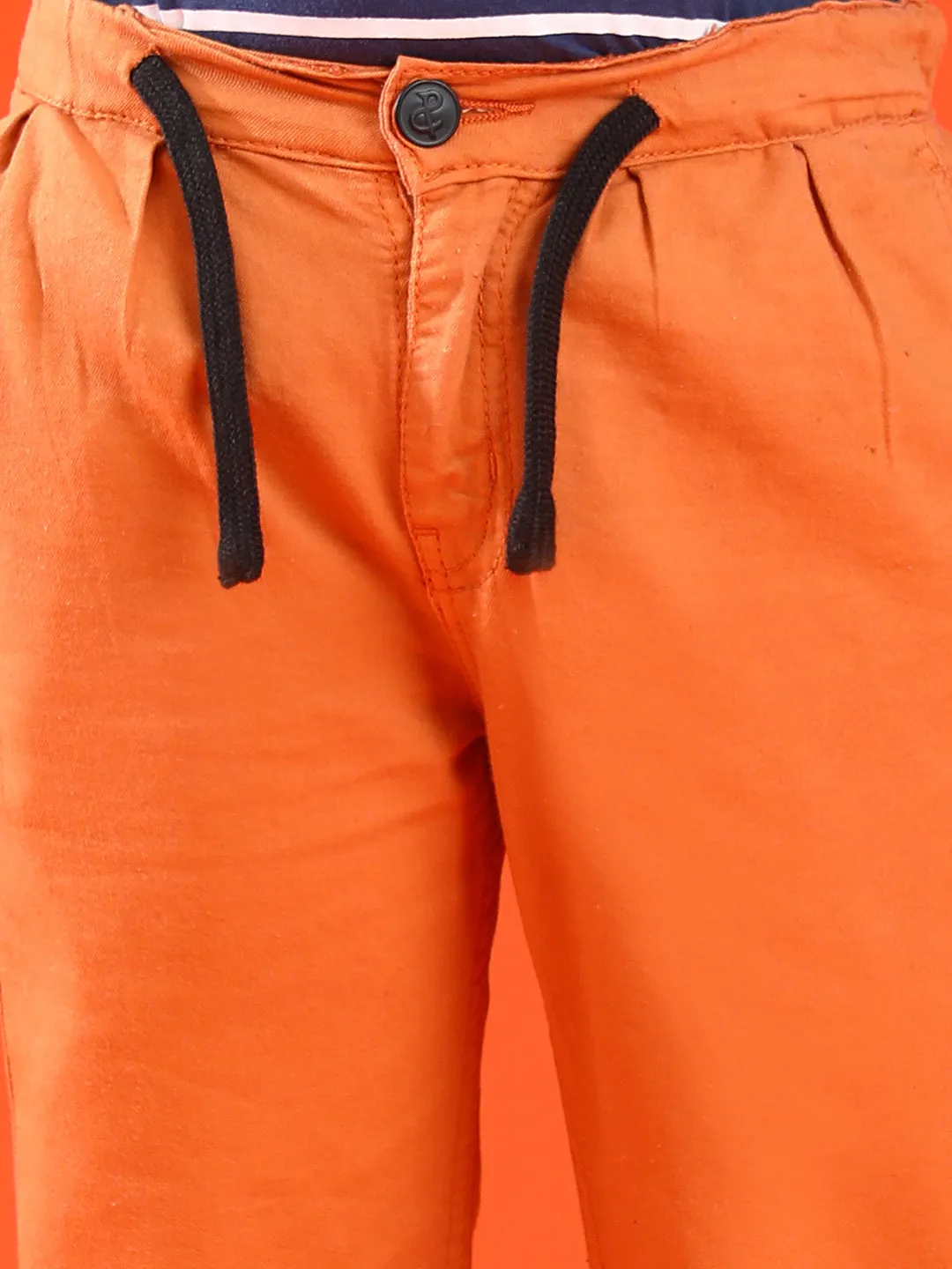 Boys Rust Lycra Regular Fit Washed Jogger