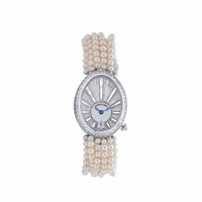 Breguet Reine de Naples 8939BB White Gold Baguette Diamonds Pearl Bracelet