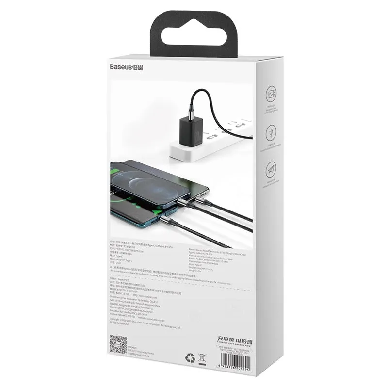 Cable Baseus Rapid Series 3-in-1 cable USB-C For M L T 20W 1.5m-CAMLT-SC01