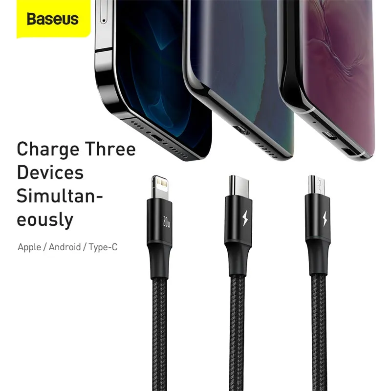 Cable Baseus Rapid Series 3-in-1 cable USB-C For M L T 20W 1.5m-CAMLT-SC01