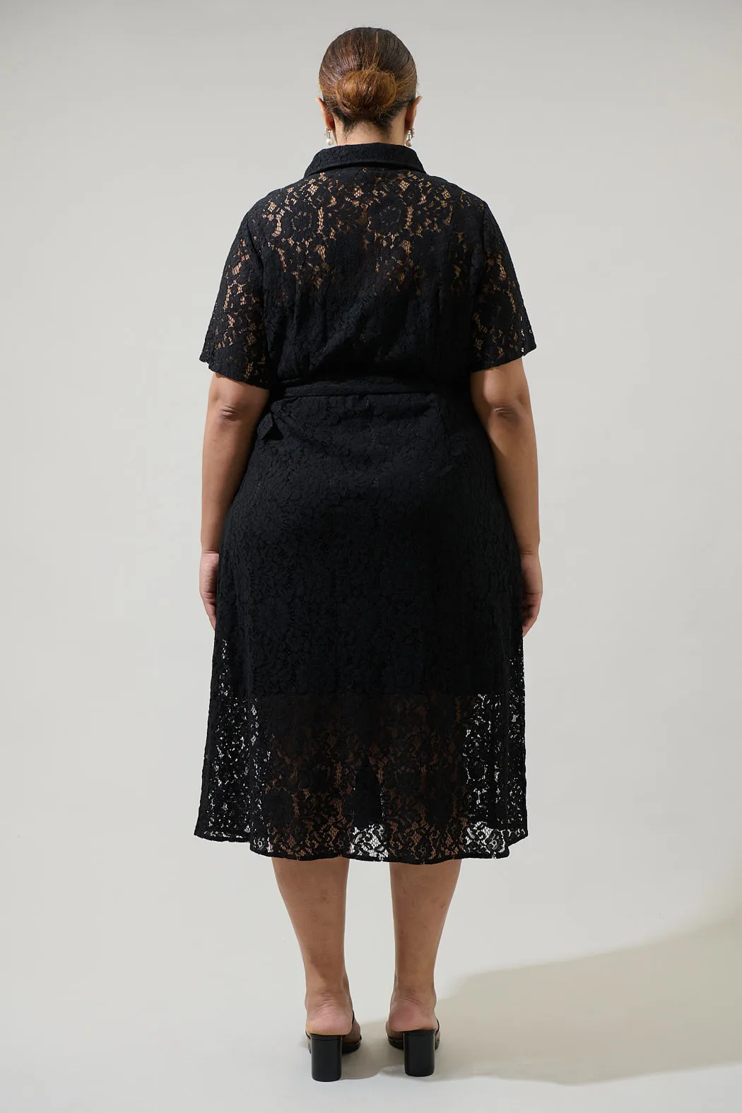 Carlini Lace Button Up Midi Dress Curve