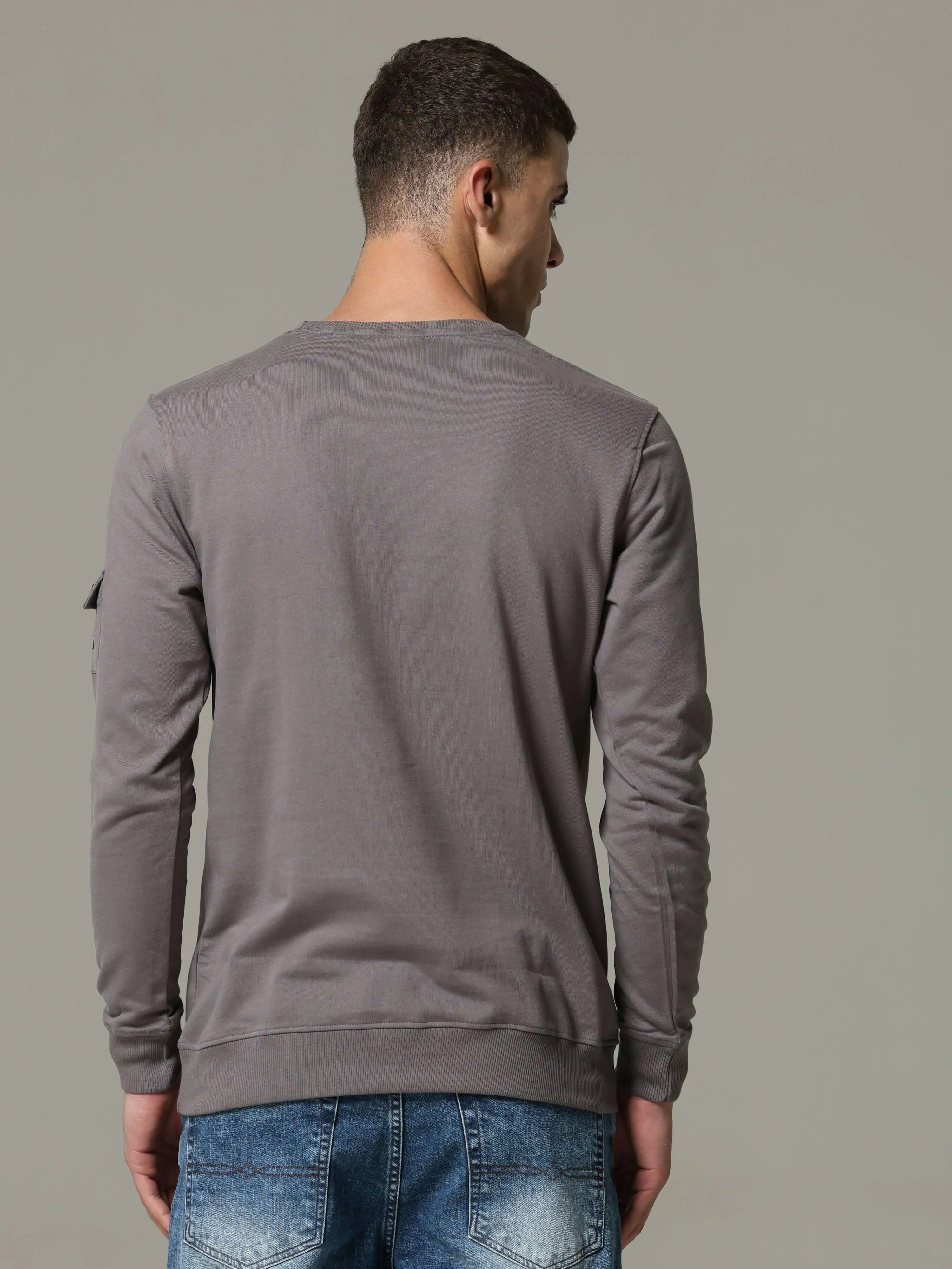 Charg Cargo Steel Grey Sweat Shirt