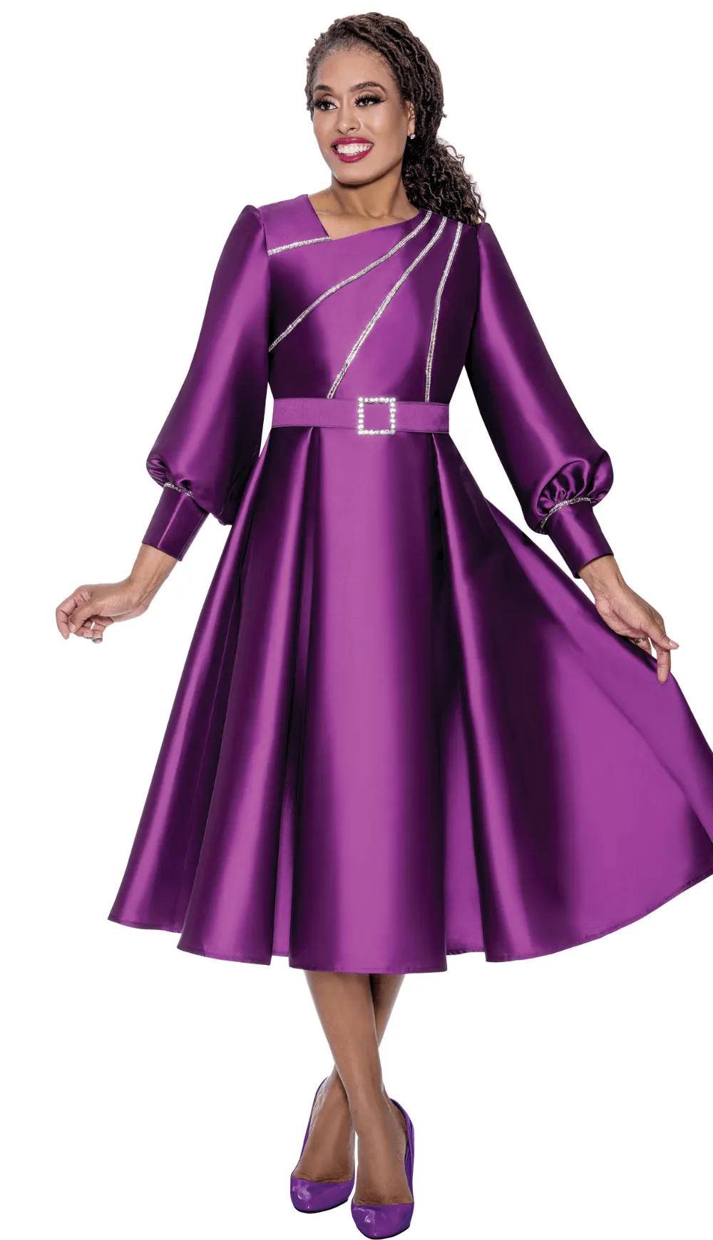 Church Dress By Nubiano 100081-Purple