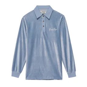 Crushed Velour Longsleeve Polo - Powder Blue