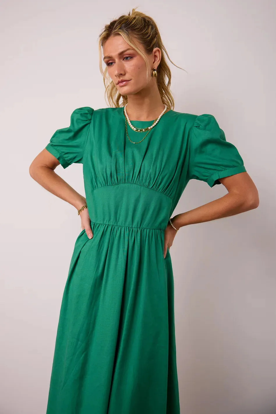 Cyrus Midi Dress in Green - FINAL SALE