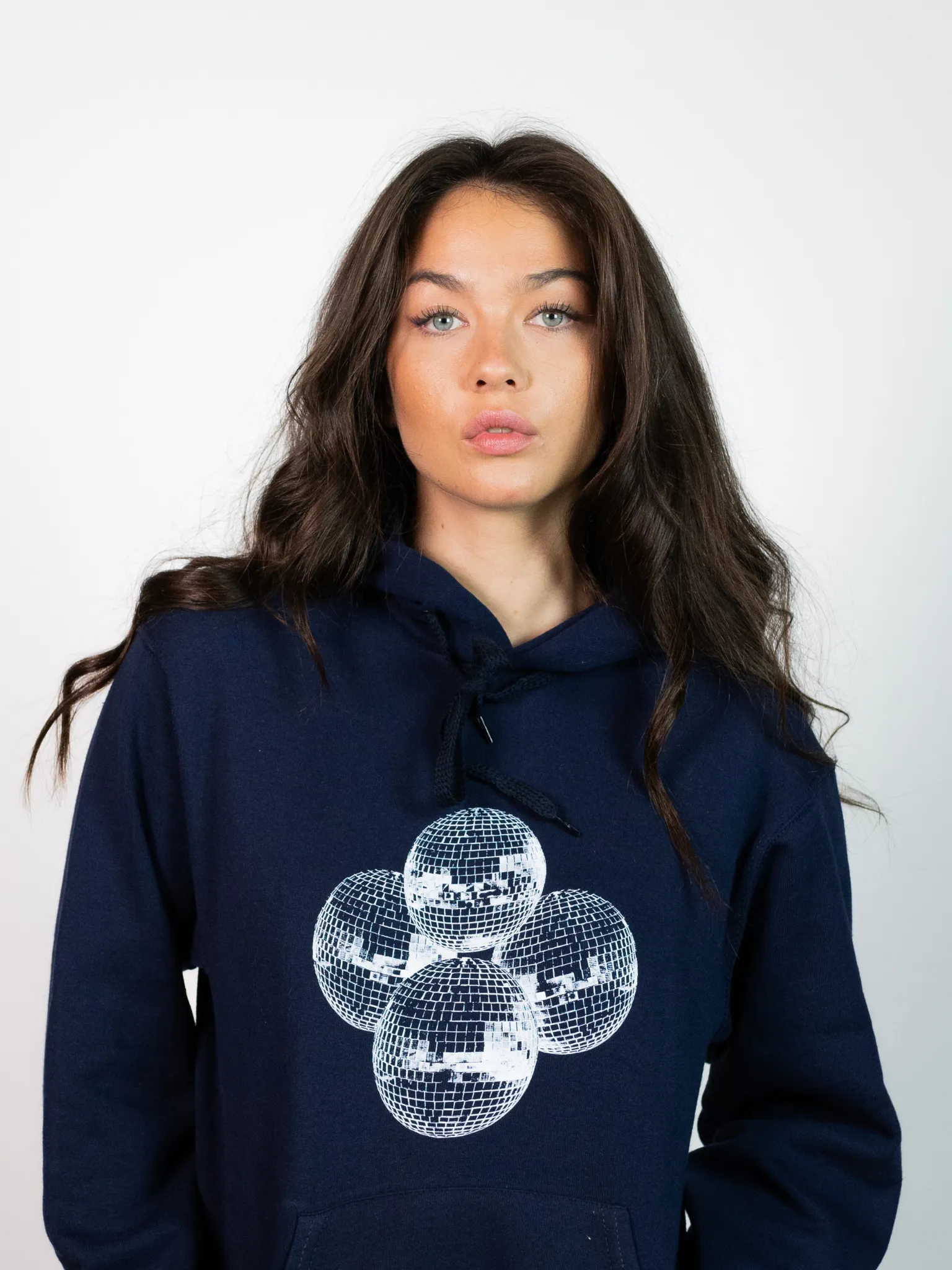 DISCO BALL (vit) HOODIE - MARIN