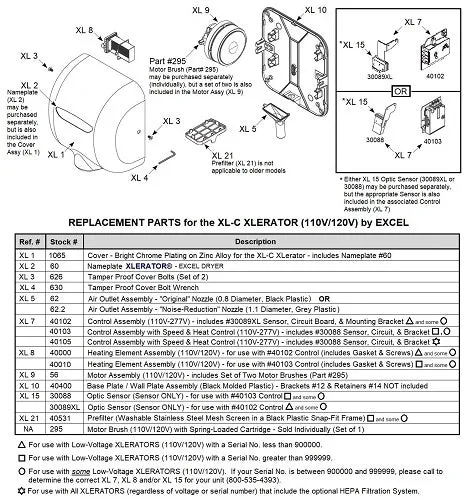 Excel XL-C XLerator REPLACEMENT CONTROL ASSEMBLY with SPEED & HEAT CONTROL (Part Ref. XL 7 / Stock# 40103)**