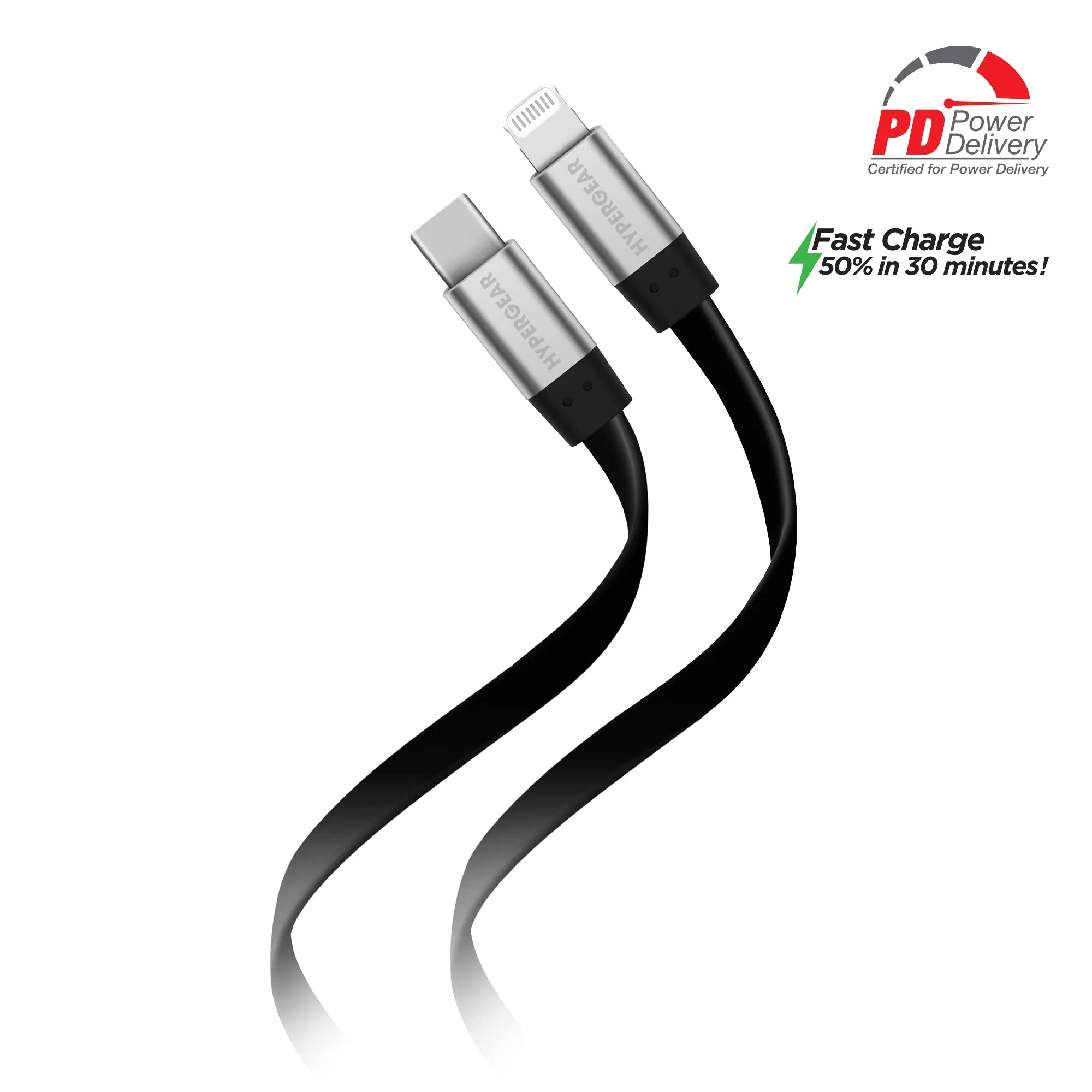 Flexi USB-C to MFi Lightning Flat Fast Charge Cable | 6ft | White