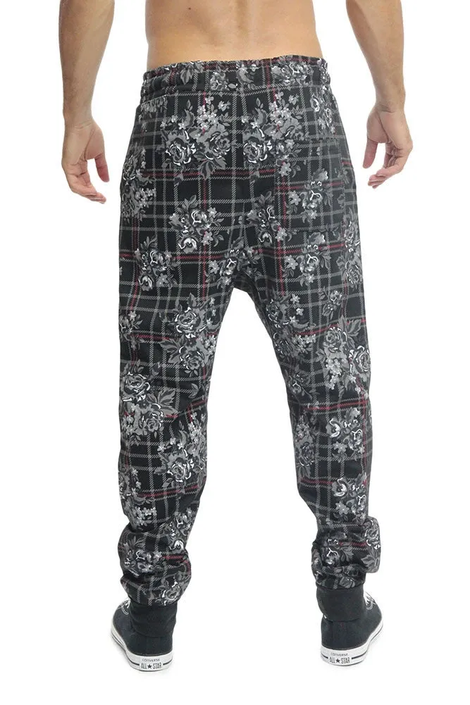 Floral Plaid French Terry Jogger Pants