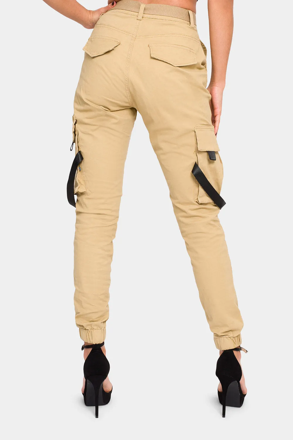 High Rise Utility Strap Cargo Joggers