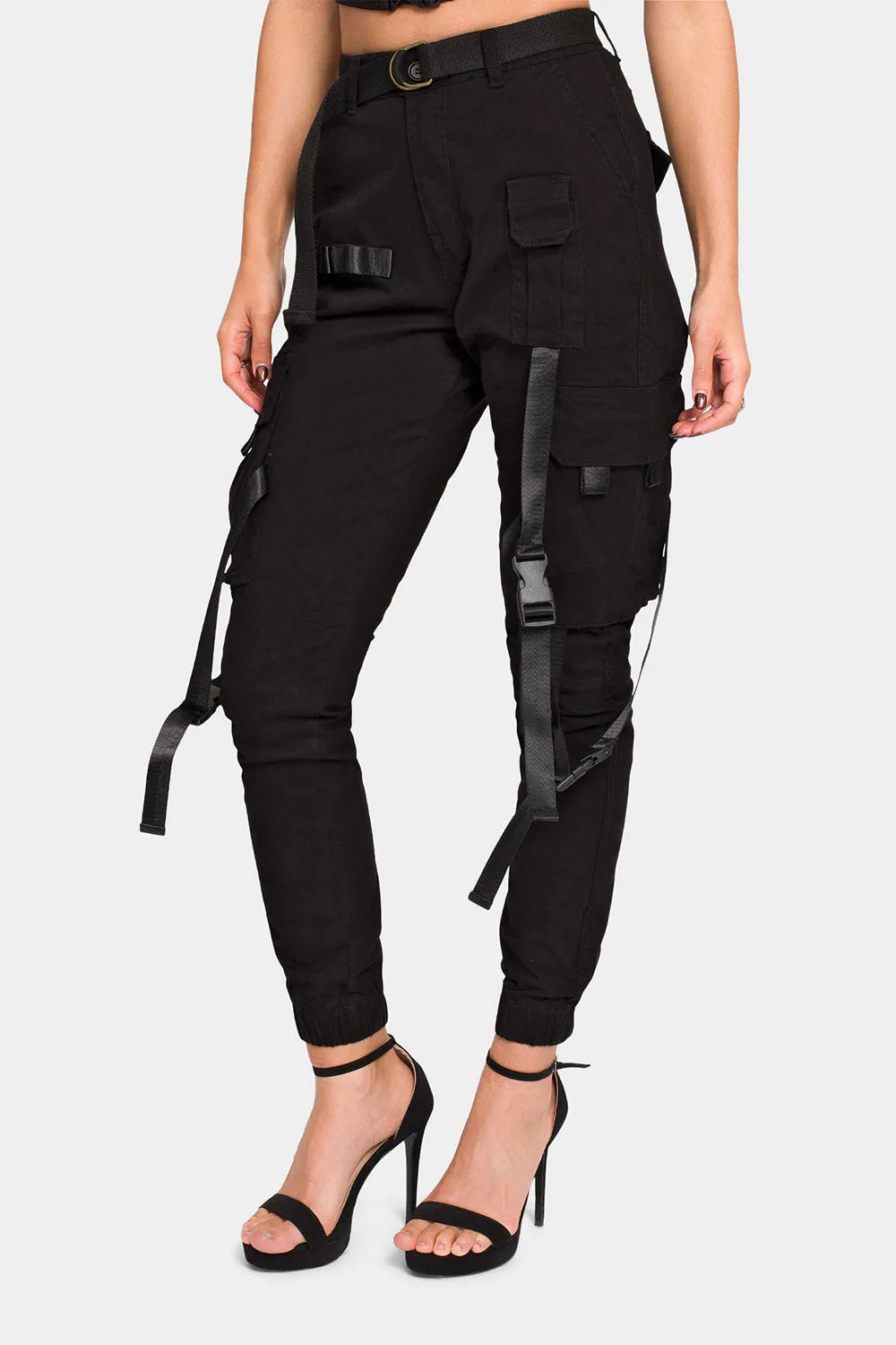 High Rise Utility Strap Cargo Joggers