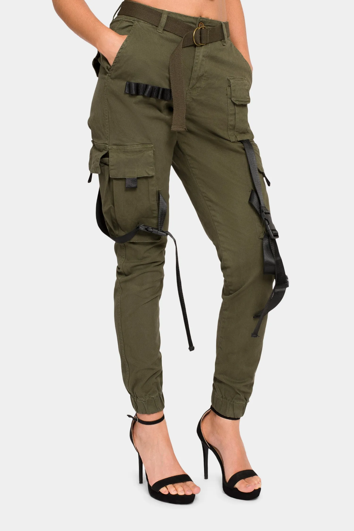 High Rise Utility Strap Cargo Joggers