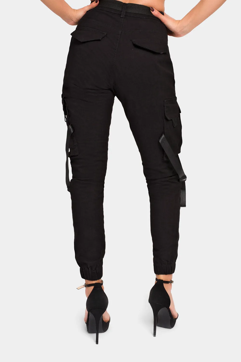 High Rise Utility Strap Cargo Joggers