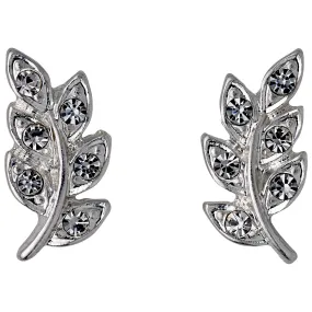 IMOGEN recycled crystal leaf earrings silver-plated