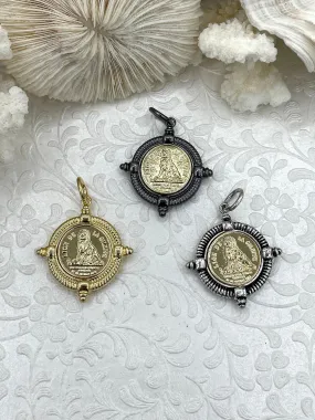 Lion de  la Gileppe Coin, Lion Pendant, Lion Medal, Lion Jewelry, Gold Lion coin, Lion Pendant, Lion de  la Gileppe 3 bezel colors Fast Ship