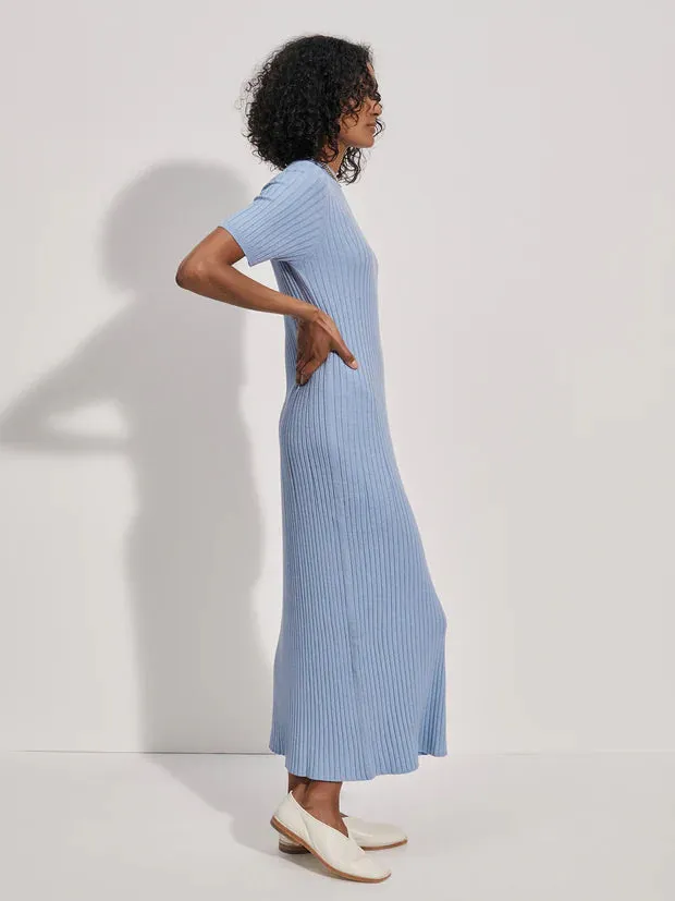 Maeve Rib Knit Midi Dress | Ashley Blue