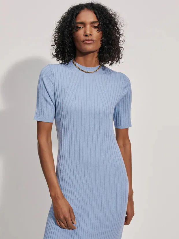 Maeve Rib Knit Midi Dress | Ashley Blue