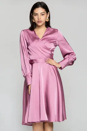 Magenta Pink Silk Midi Dress