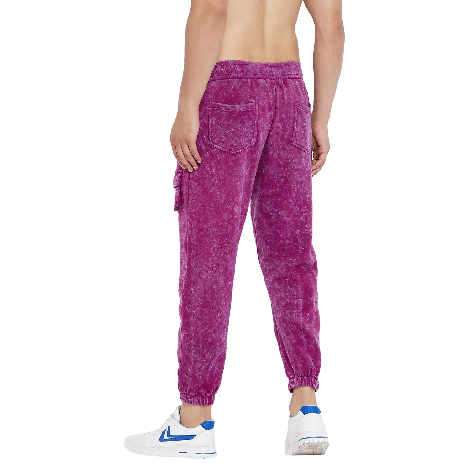 Magenta Washed Oversized Cargo Trackpants