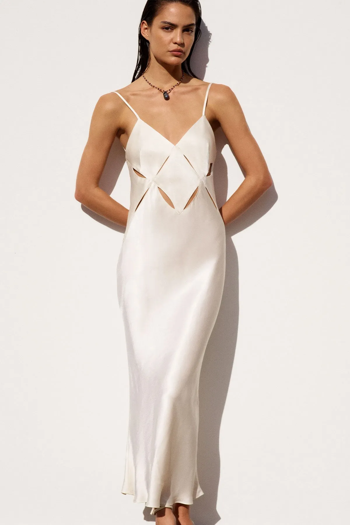 MILO CUT OUT SLIT MIDI DRESS - COCONUT