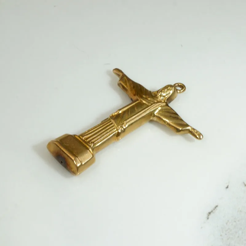 Miniature Christ the Redeemer Statue 18k Gold Charm