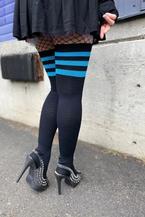 Neon Power Stripe Thigh High Socks