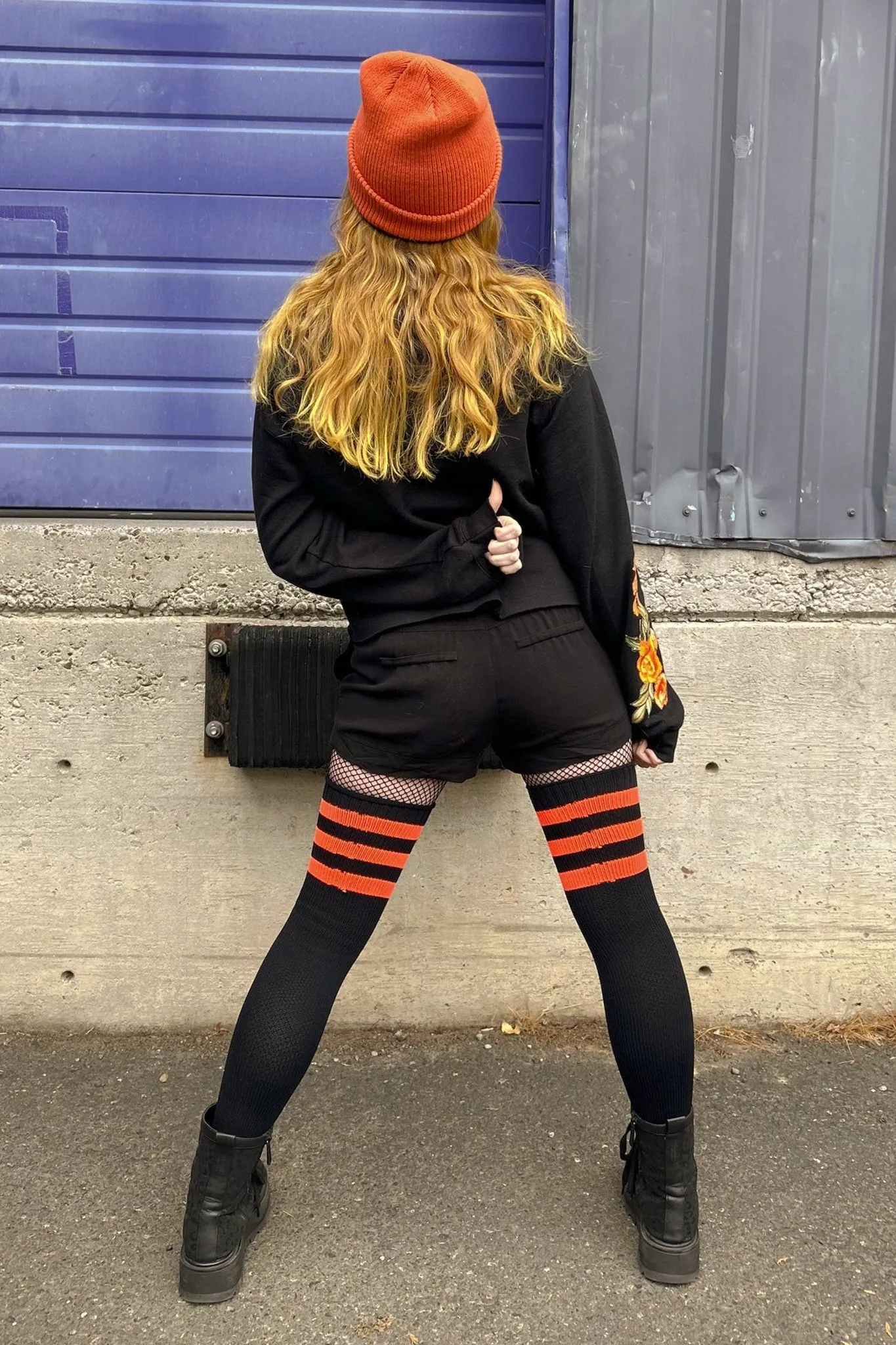 Neon Power Stripe Thigh High Socks