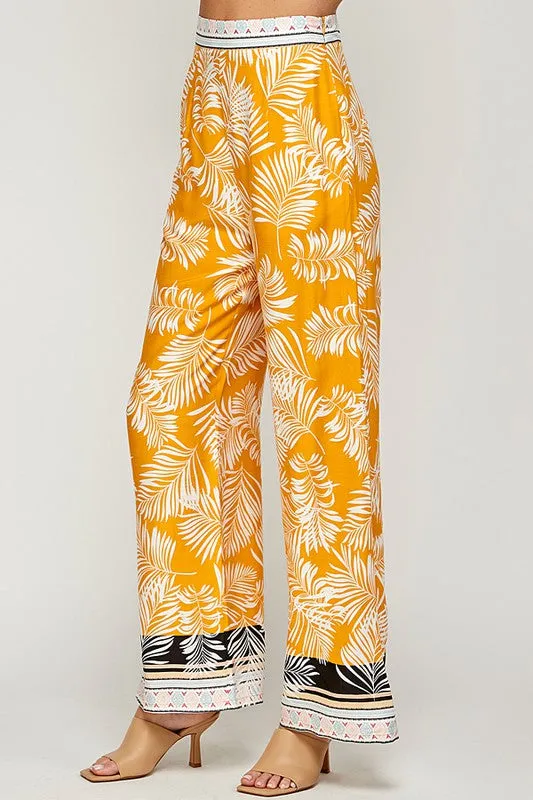 Pantalón de Verano Con Estampado de Hojas