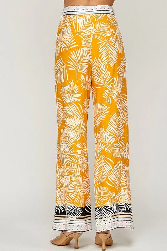 Pantalón de Verano Con Estampado de Hojas