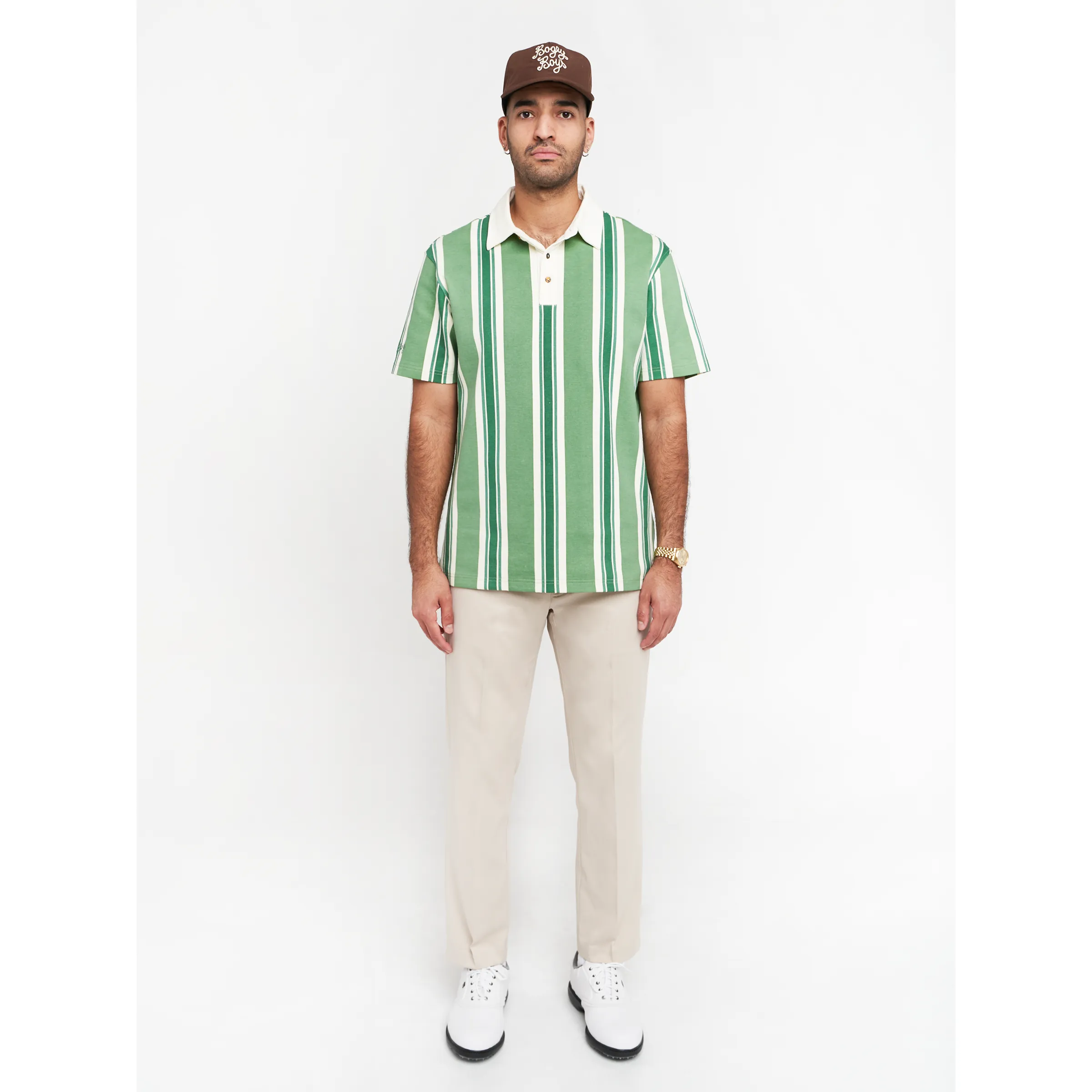 Pique Polo - Green Striped