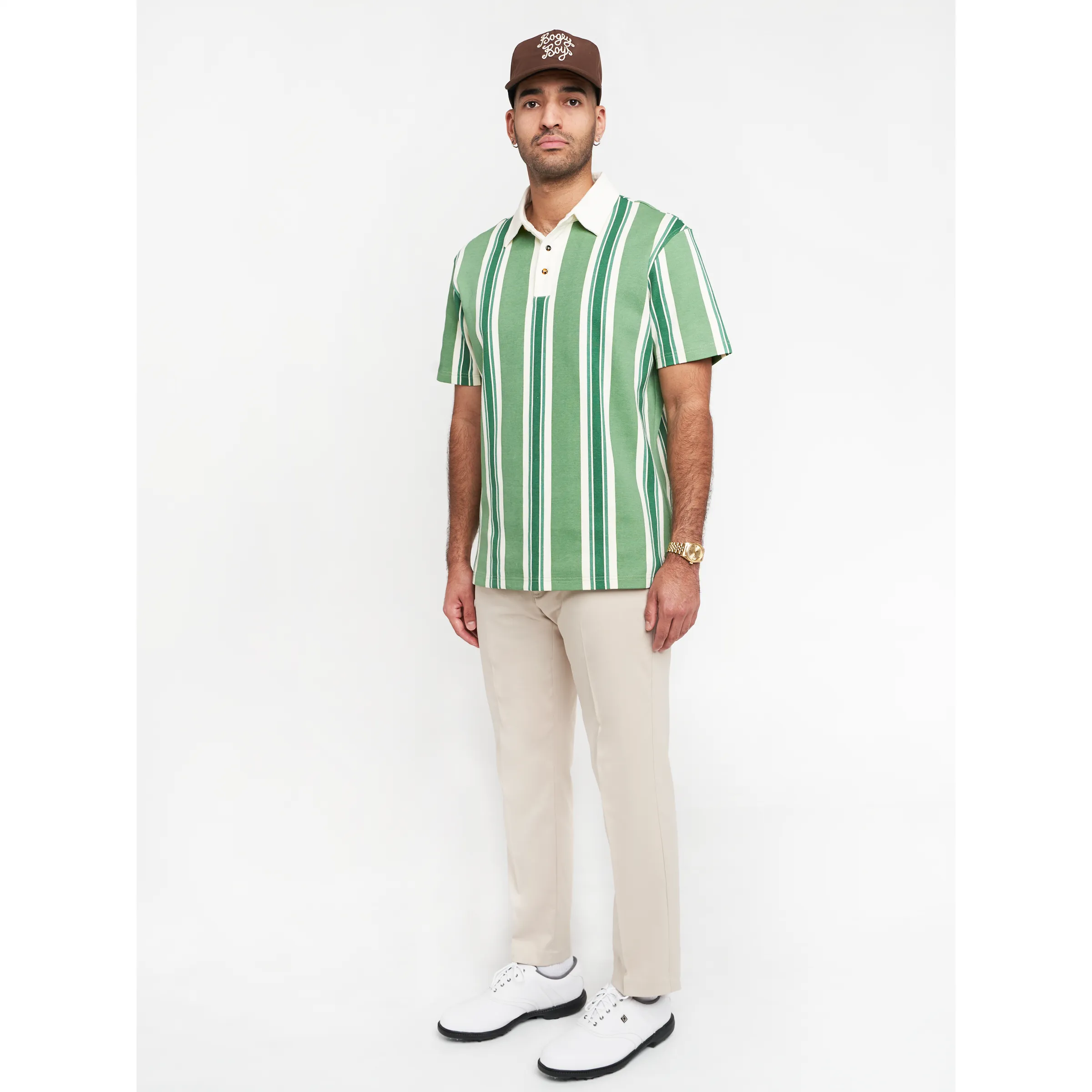 Pique Polo - Green Striped