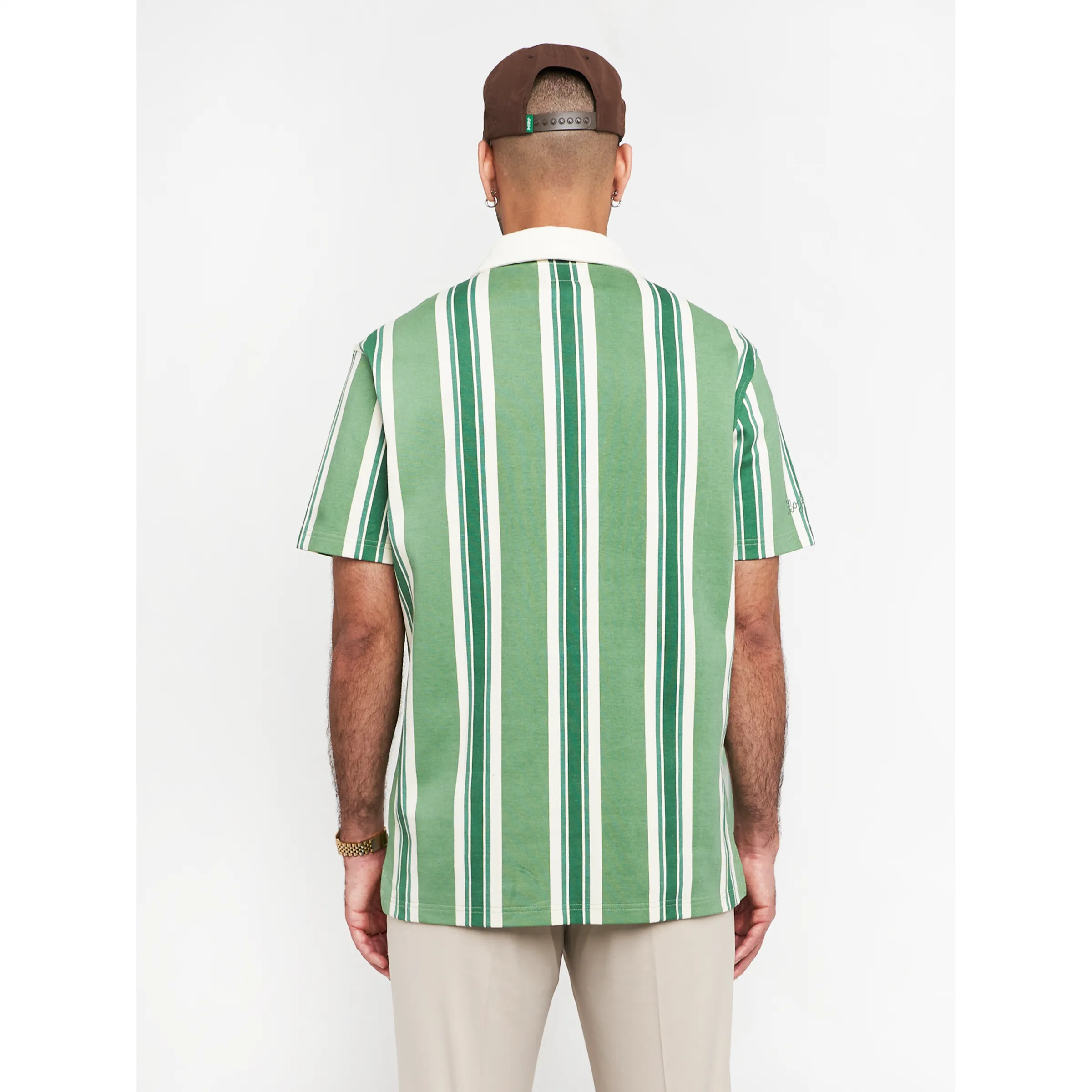 Pique Polo - Green Striped