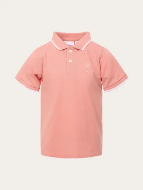 Polo with contrast stripes - Coral Pink