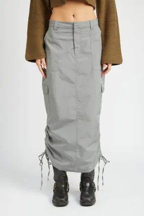 Ruched Midi Cargo Skirt