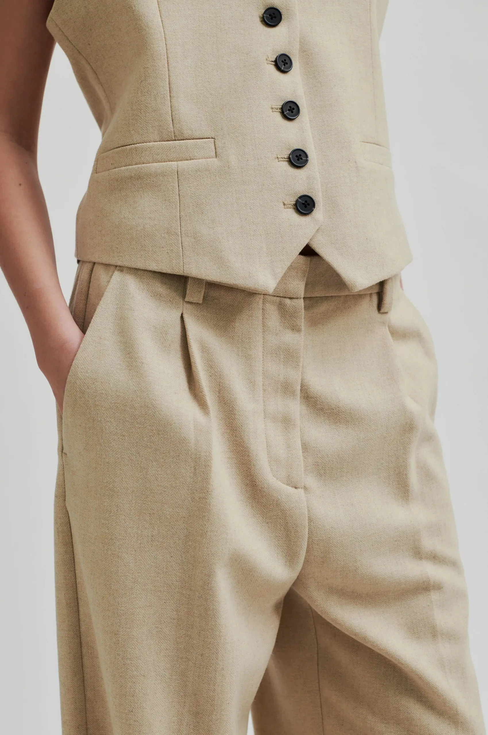 SECOND FEMALE | PANTALONES MUJER | NAVADA CLASSIC TROUSERS BEIGE MELANGE | BEIGE