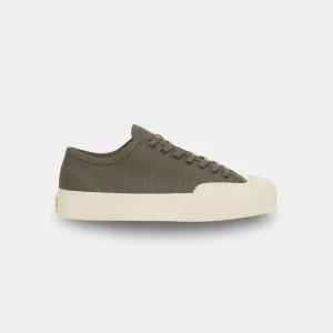 Superga Men's 2432 Works Low Cut Deadstock French Cotton Green Mil Off White