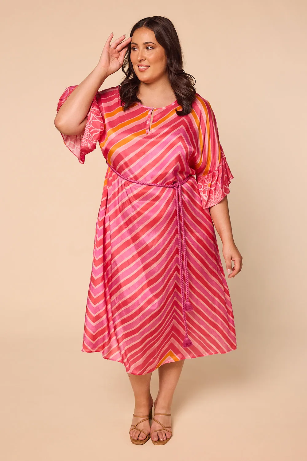 Tara Midi Dress in Strawberry Moon