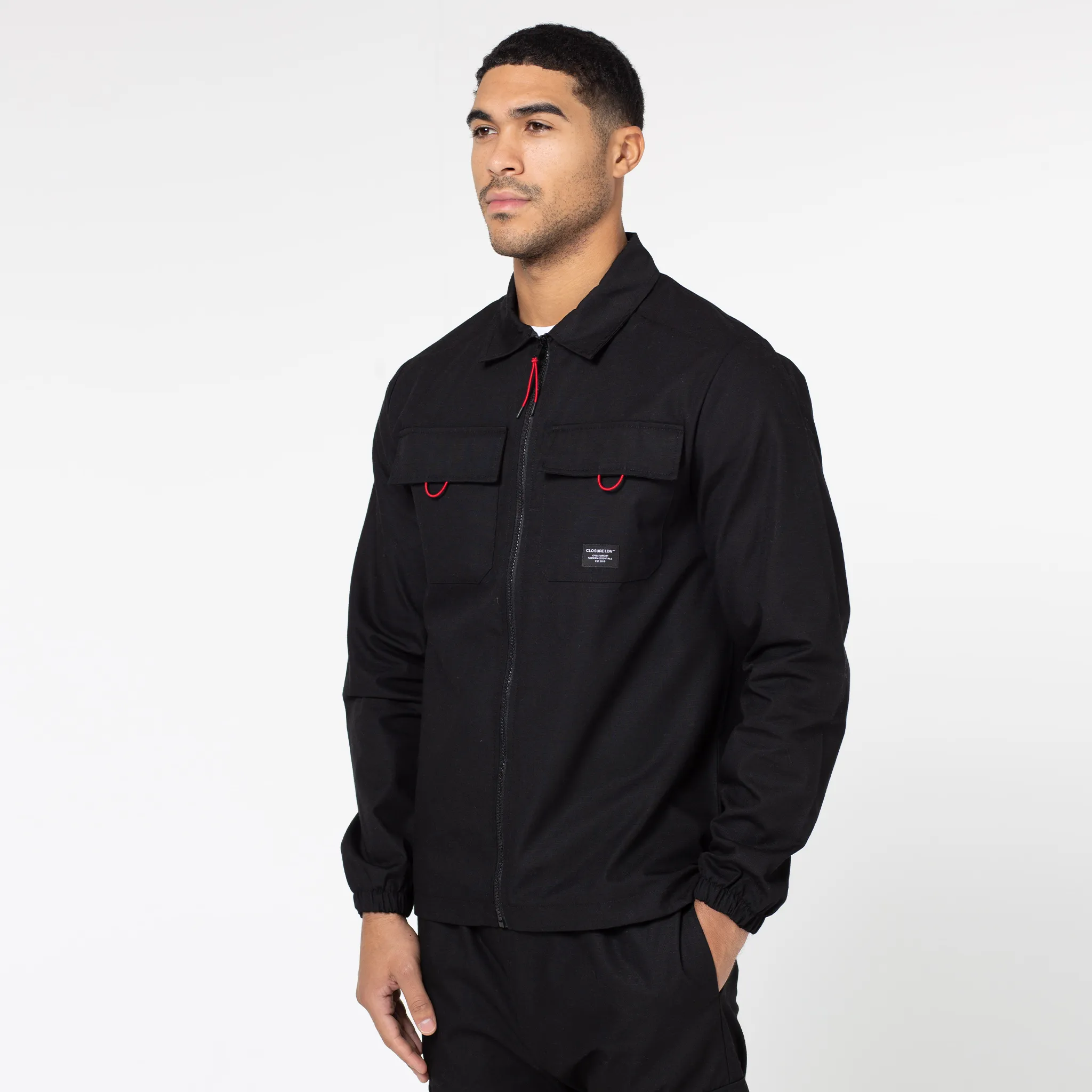 Tech Utility Overshirt | Black/Red