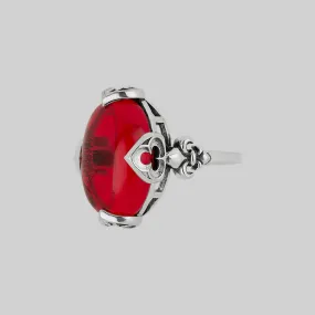 VEIN. Vampesque Gothic Red Glass Ring - Silver