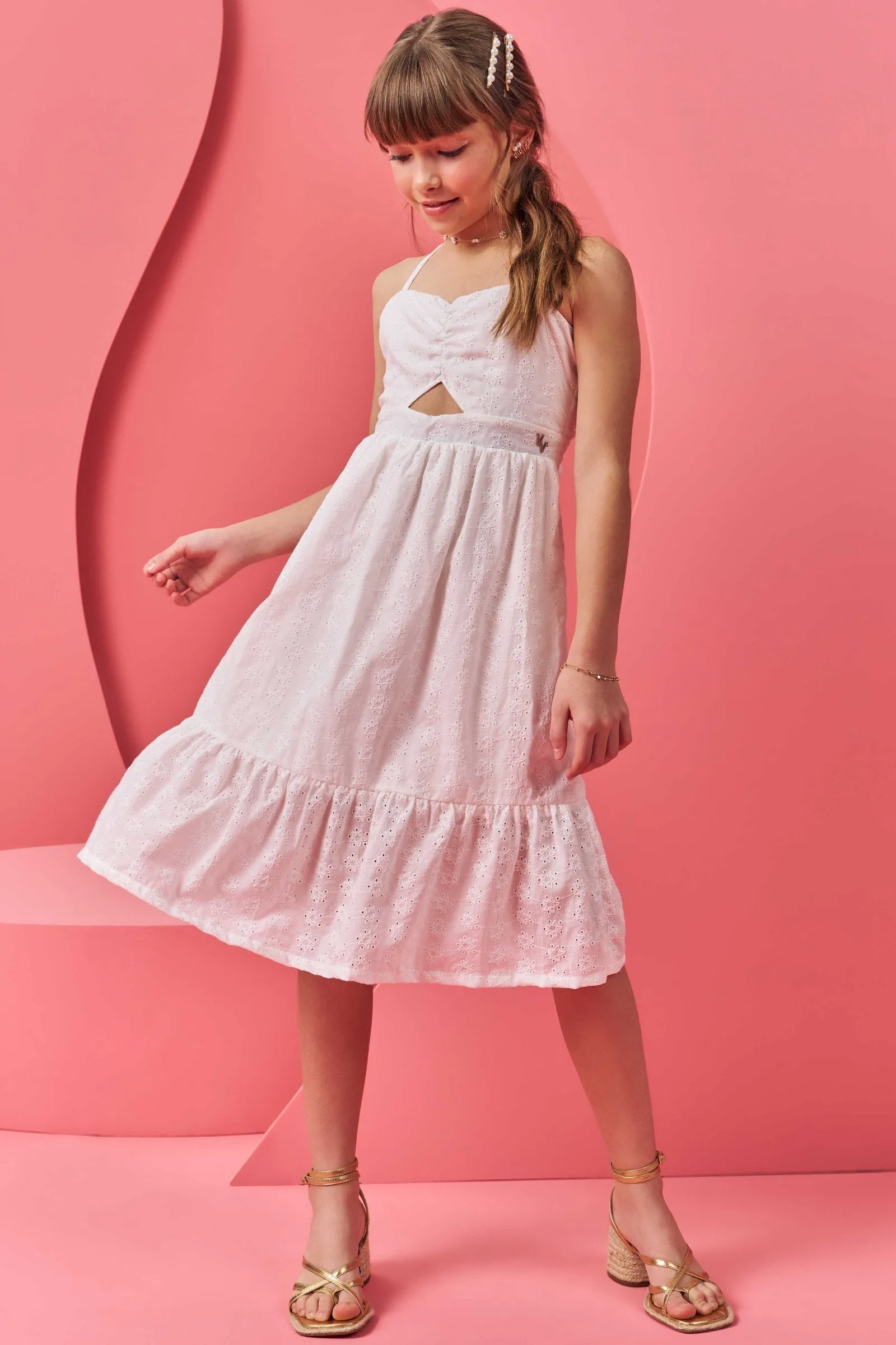 Vestido Midi em Laise Romantic 76444 Vic&Vicky