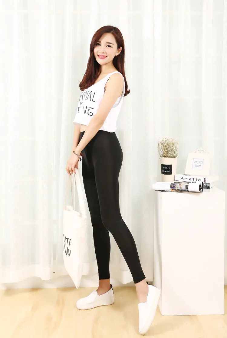 Wjczt New Summer Ice Silk Cool Black Leggings Sexy Leggings Thin Stretch Slim Workout Leggings Ankle Pants Legins Women