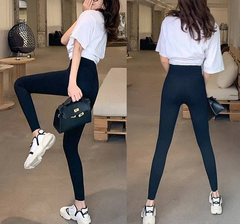 Wjczt New Women Sharkskin Black Leggings Thin Workout Stretch Sexy Fitness Leggings Skinny Legs Slimming Sport Leggings