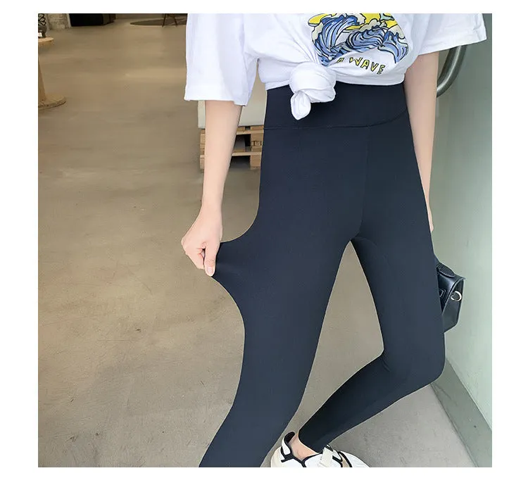 Wjczt New Women Sharkskin Black Leggings Thin Workout Stretch Sexy Fitness Leggings Skinny Legs Slimming Sport Leggings