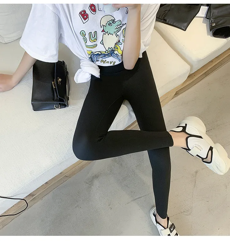 Wjczt New Women Sharkskin Black Leggings Thin Workout Stretch Sexy Fitness Leggings Skinny Legs Slimming Sport Leggings