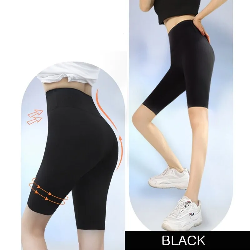 Wjczt New Women Sharkskin Black Leggings Thin Workout Stretch Sexy Fitness Leggings Skinny Legs Slimming Sport Leggings